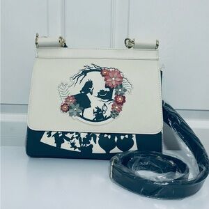 Loungefly Disney Alice in Wonderland Floral Silhouette Portrait Cream Handbag
